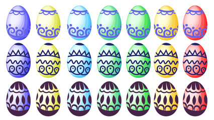 a set of easter eggs with a pattern