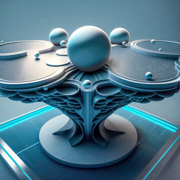 Abstraktes Tischtennis der Zukunft als Vision und Fiktion  Digital Art Generative AI Hintergrund Background Cover Illustration Kunst Design Brainstorming