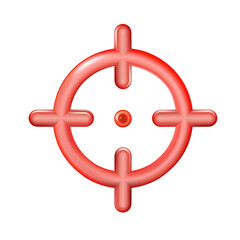 Fototapeta premium Realistic red plastic toy sight of a sniper rifle icon in trendy 3d style isolated. Aim symbol for web design, target, app, UI. Childrens concept game. Png