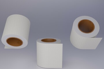 3d render realistic Roll toilet paper isolated on white background. Hygiene product concept