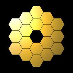 James Webb telescope. Golden hexagonal mirror of the new space telescope. illustration.