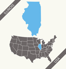 illinois map vector outline cartography