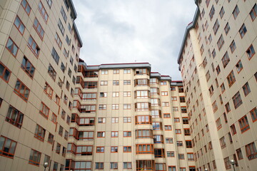 Block of buildings in the center of the city of Coruna. Coruna Galicia Spain 10 11 2020