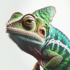 Fototapeta premium Colorful Chameleon isolated on white background! AI Generated!