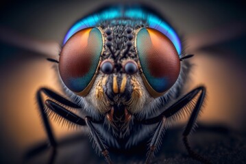 Extreme close up macro fly. .Generative ai
