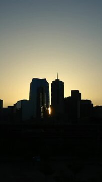 Vertical Video Downtown Denver Skyline Sunrise Timelapse