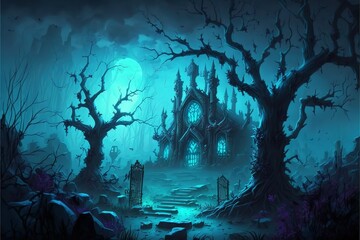 Dark fantasy landscape, dark world background