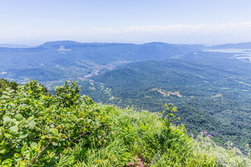 Obraz premium View from the path to the top of Mount Tskhrajvari, Racha region in Georgia