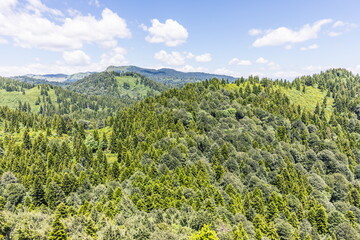 View from the path to the top of Mount Tskhrajvari, Racha region in Georgia