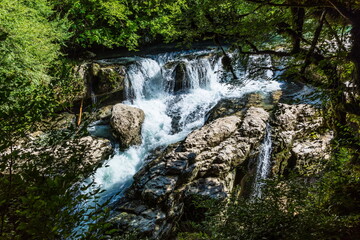 Naklejka premium Martvili Canyon, an Abasha river erosion canyon located in Samegrelo region of Western Georgia near Gachedili village
