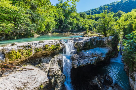 Martvili Canyon, an Abasha river erosion canyon located in Samegrelo region of Western Georgia near Gachedili village