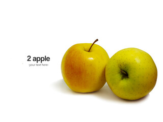 yellow apple on white background