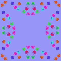 Stylized colored butterfly, ellipse. Hand drawn.