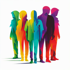 Obraz premium Generative Ai Colorful Silhouette People