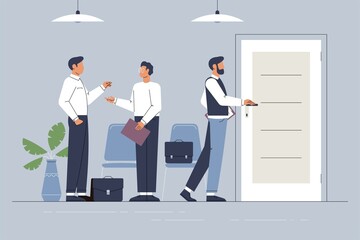 people waiting for job interview. people in the office. people