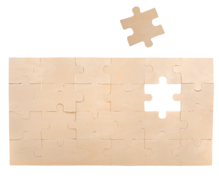 Puzzle wall with missing piece. concept teamwork, partnership, integration
