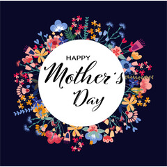 Crown of flowers. Hand drawn Happy Mother's Day floral illustration.