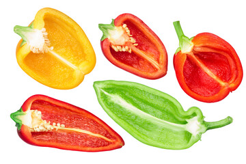 Sweet bell pepper halves (Capsicum annuum), top view isolated png