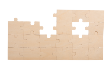Puzzle wall with missing piece. concept teamwork, partnership, integration