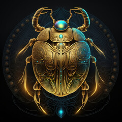 Ancient Egyptian scarab beetle. sketch art for artist creativity and inspiration. generative AI	
