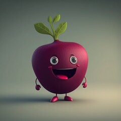 Cartoon character smiling beet, generative ai