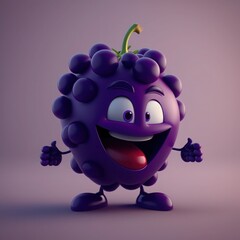 Cartoon character smiling grape, generative ai