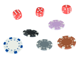 Chips and dice. gambling and betting concept