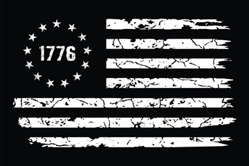 1776 Betsy Ross Distressed Flag Design