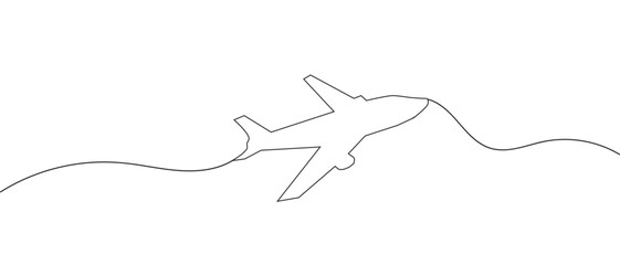 Airplane continuous line sketch.Vector illustration