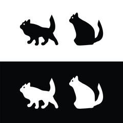 Black and white cat animal vector logo design . Cat icon . Cat silhouette 