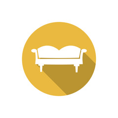 Sofa, flat icons in circles with long shadows vector illustration