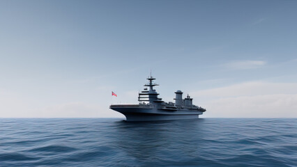 Fototapeta na wymiar aircraft carrier in the ocean, naval battle, war, Generative AI