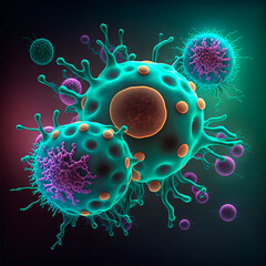 Group of cancer cells, digital illustration