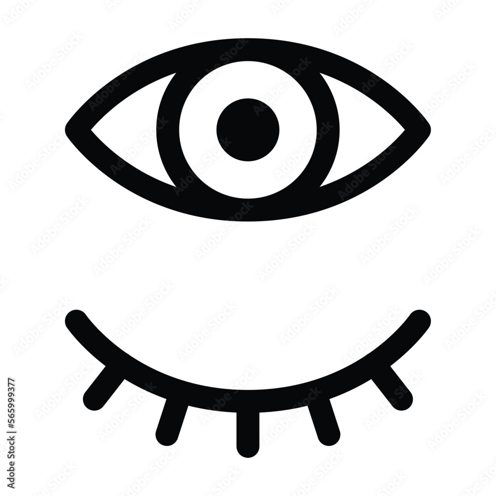 Wall mural eyes open and closed line art icon for apps and websites
