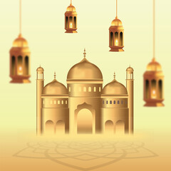 Ramadan Kareem greeting card with Islamic background