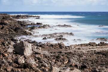 waves crashing on the beach,Tabaibal del Porís, Teneriffa