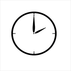 Black clock icon flat design for apps and websites. Time concept
Isolated on white background. Vector, illustration.