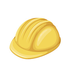 Construction helmet vector illustration. Cartoon isolated yellow plastic safety hat for protection of professional builders, engineers and architect head at construction site, industrial hardhat
