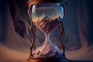 Cinematic Hourglass on Dark Background: Unstoppable Flow of Time