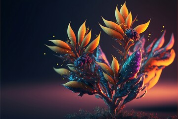 Naklejka na ściany i meble Colorful abstract organic plant digital art.