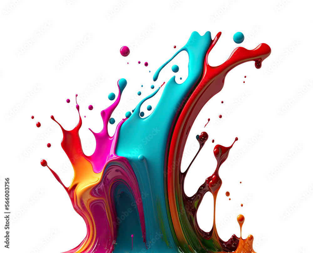 Sticker rainbow splash wave. colorful paint splash. isolated design element on the transparent background. g