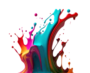 Tuinposter Rainbow splash wave. Colorful paint splash. Isolated design element on the transparent background.  Generative AI. © KsanaGraphica