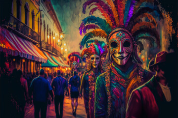 Fototapeta premium Create a Unique Mardi Gras Carnival Impressionist Style Background