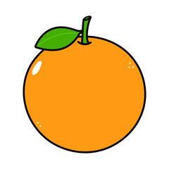 Cute funny orange fruit character. Vector hand drawn traditional cartoon vintage, retro, kawaii character illustration icon. Isolated on white background. Orange fruit character concept
