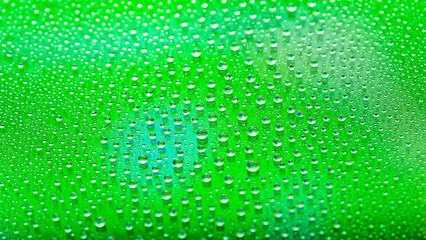 Water drops. Abstract gradient background. Droplet texture. Green gradient. Textured image. Shallow depth of field. Selective focus