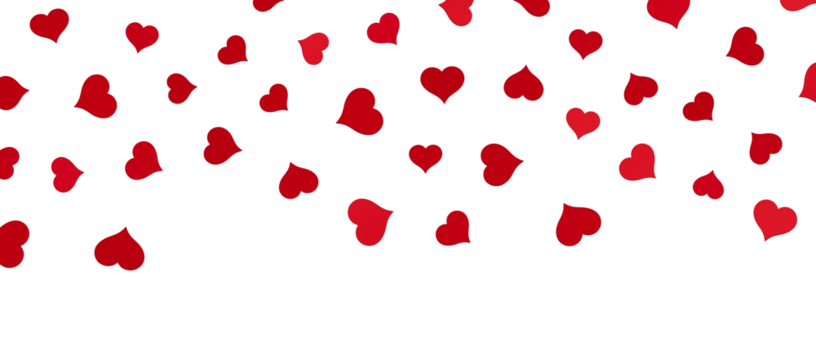 hearts on a transparent background. 3D rendering. for valentine's day and wedding. PNG Rain from hearts. - Powered by Adobe