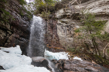 Waterfall and Rock Cliff