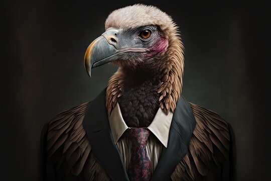 Portrait of a vulture in a business suit