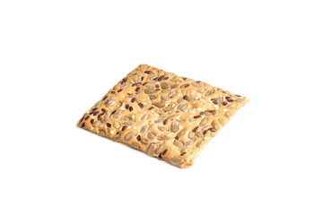 Square cookies with seeds on a white background