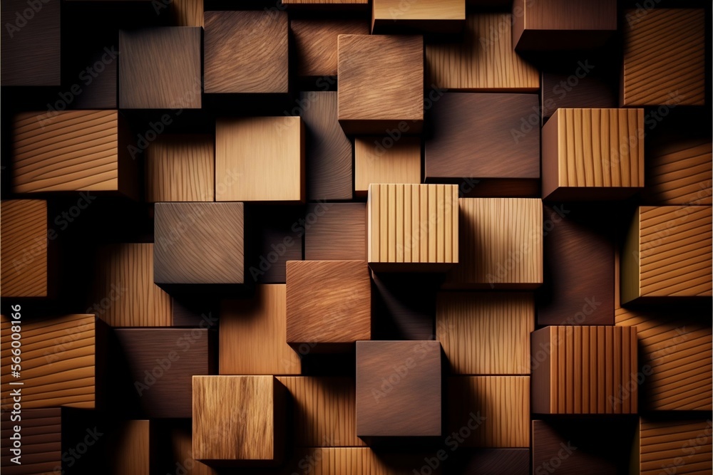 Poster wooden cube blocks pattern background. generative ai